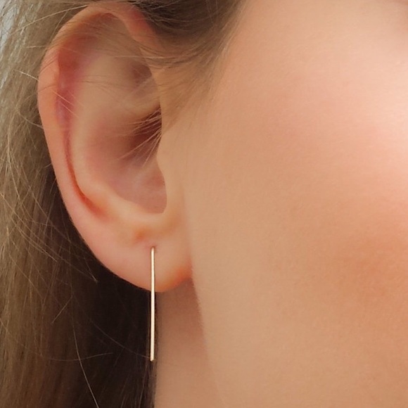 Minimalist Bar Stud Earrings in Silver Gold & Rose Gold - Picture 2 of 6