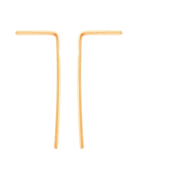 Minimalist Bar Stud Earrings in Silver Gold & Rose Gold - Picture 3 of 6