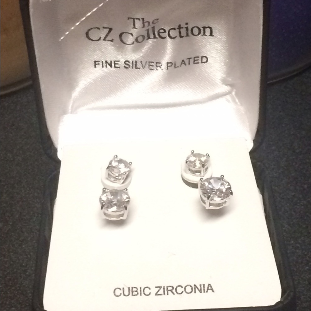 Cubic Zirconia Fine silver plated earrings