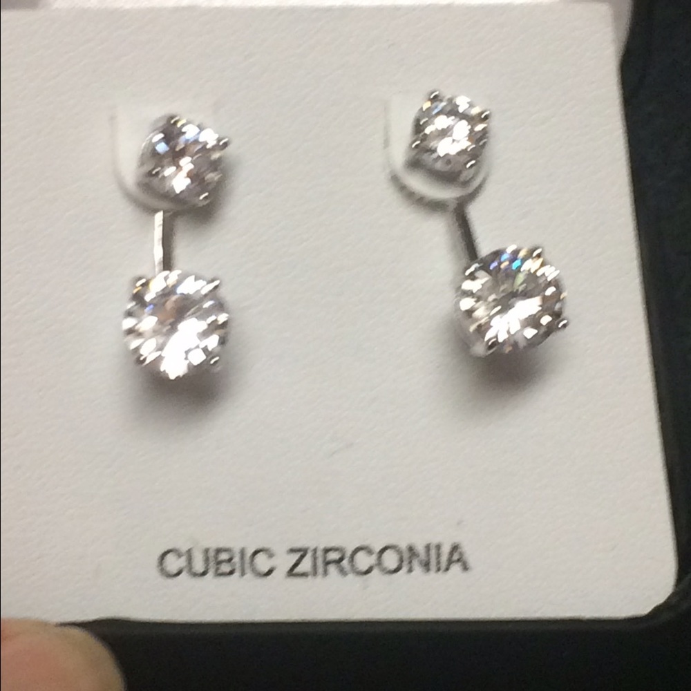 Cubic Zirconia Fine silver plated earrings - Picture 2 of 4