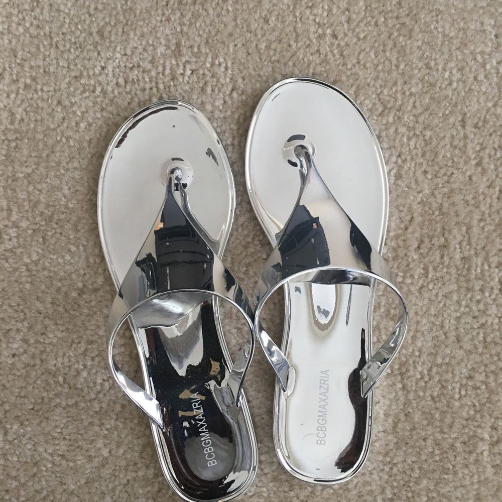 BCBG Metallic Flip Flops
