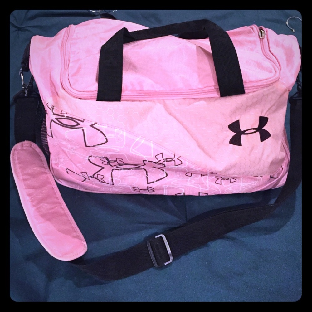 Pink Under Armour Duffle Gym Bag with Crossbody