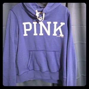 PINK brand blue embroidered hoodie