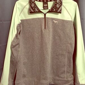 Mint green and gray sporty half zip PINK