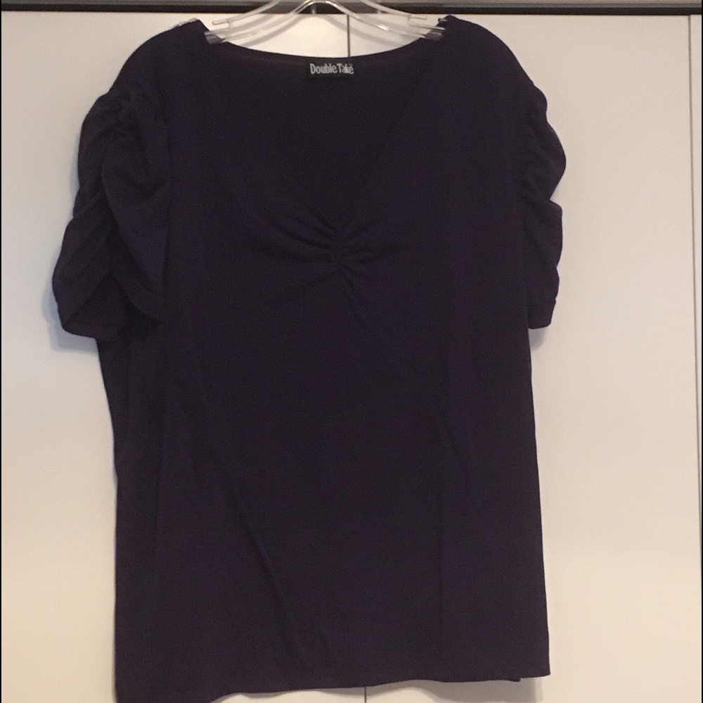 Aubergine Rouched Sleeve & neckline Top