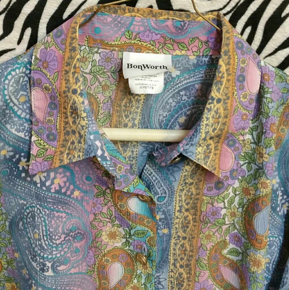 Retro Paisley Boho Blouse Size M