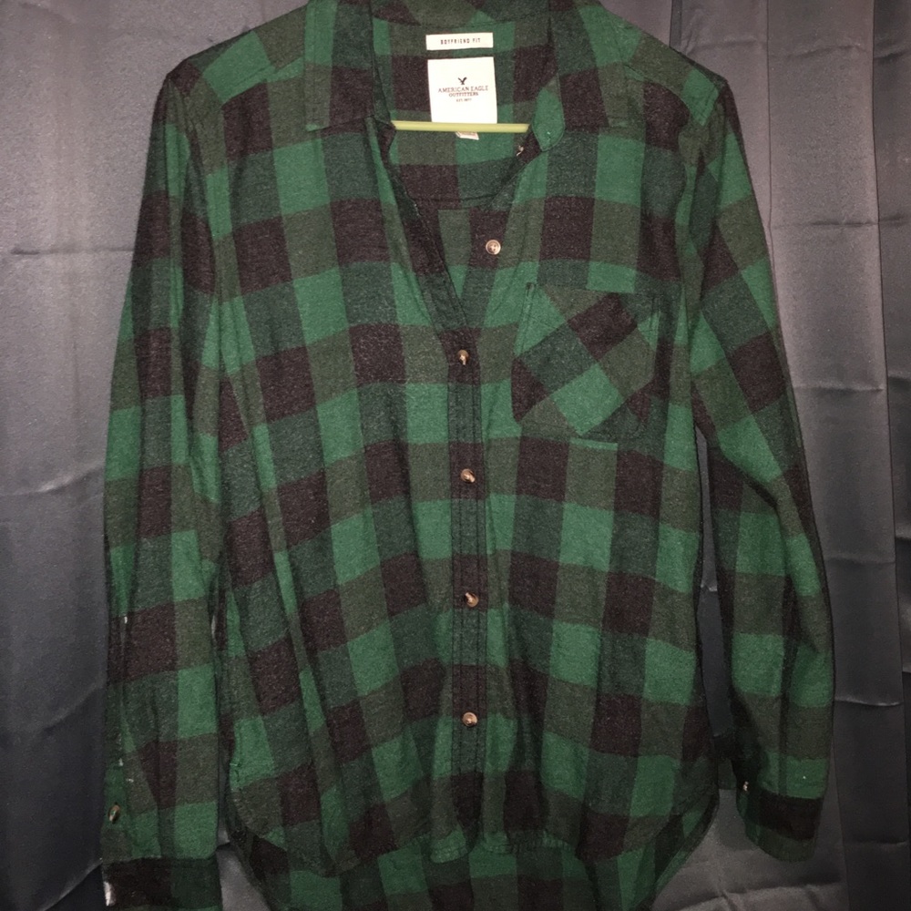 Dark green & black flannel American Eagle
