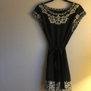 Forever 21 black embroidered dress with sash