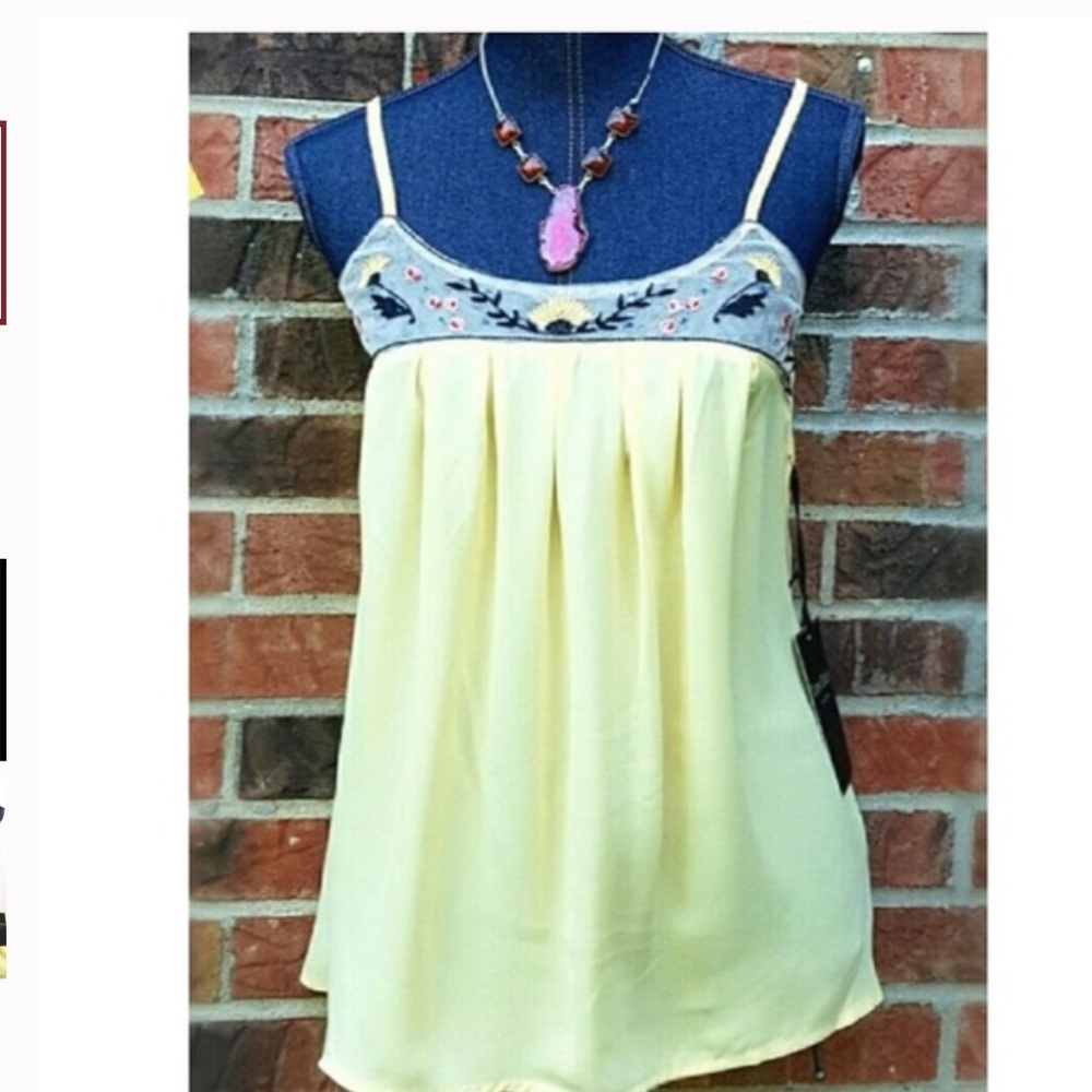 New LOVE STITCH Medium Yellow Tank Top Loose NWT - Picture 2 of 7