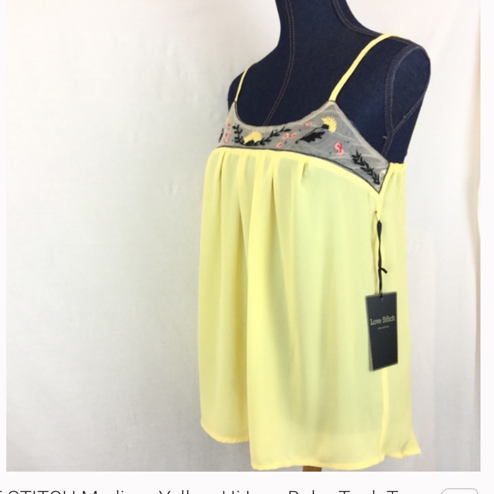 New LOVE STITCH Medium Yellow Tank Top Loose NWT - Picture 6 of 7