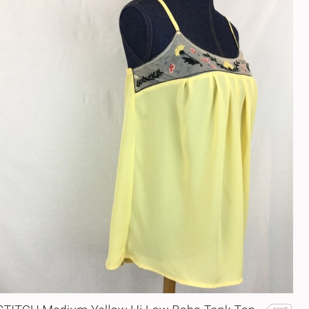 New LOVE STITCH Medium Yellow Tank Top Loose NWT - Picture 7 of 7