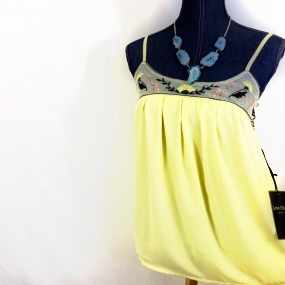 Love Stitch Tops - New LOVE STITCH Medium Yellow Tank Top Loose NWT