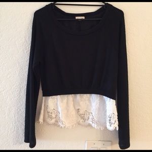 Maison Jules black Sweater with Lace bottom