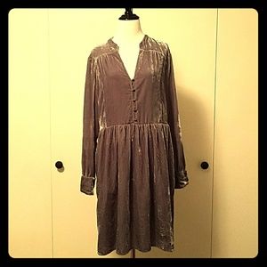 Anthropology grey velvet dress  super trendy size