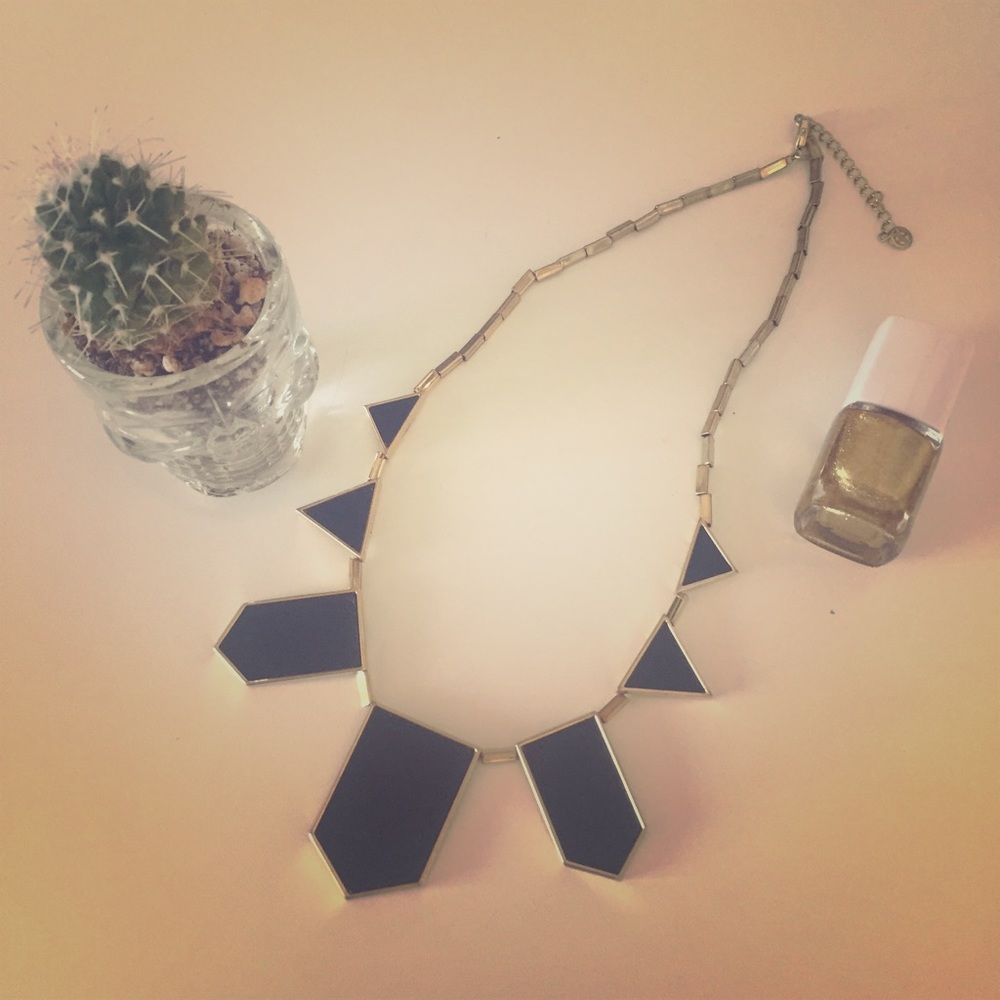 House of Harlow Leather + Gold Station Necklace