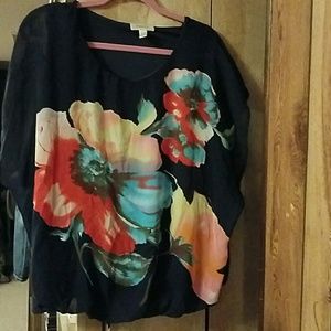 Dressbarn blue flower top 1X