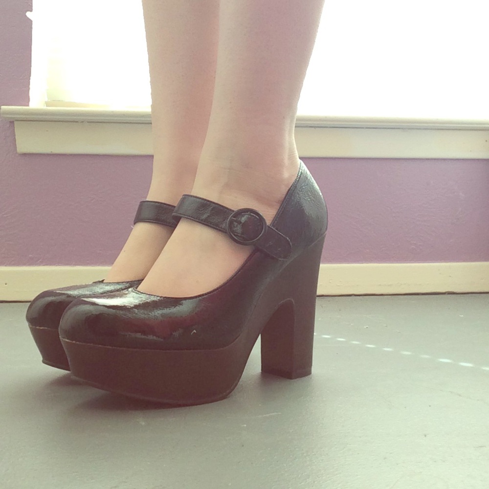 ASOS Black patent leather Mary Jane platforms