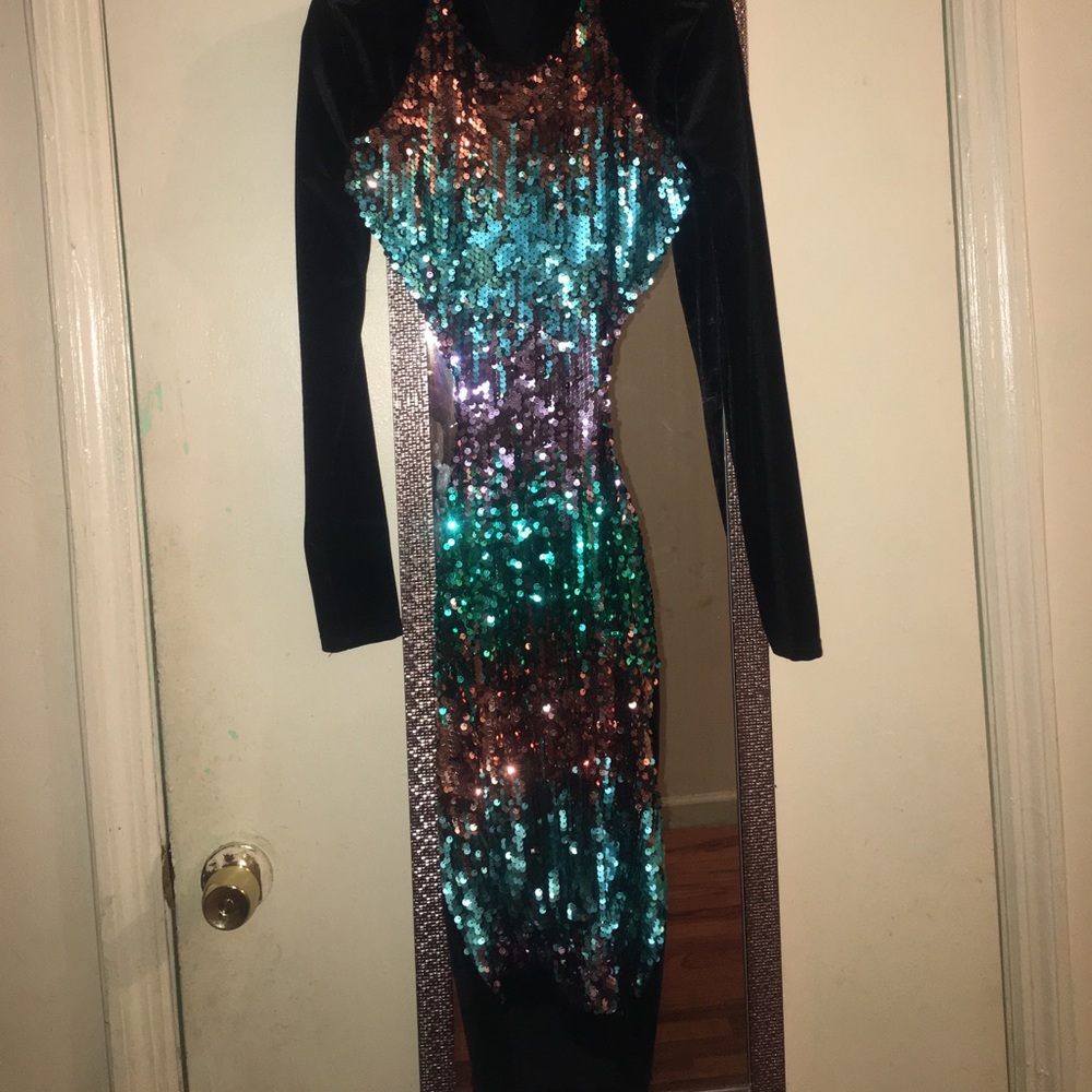 Velvet Sequin cut out Dress