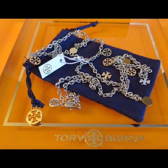 Tory Burch Jewelry - NWT Tory Burch Silver Gold Rosary Station Necklace