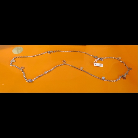 NWT Tory Burch Silver Gold Rosary Station Necklace - Picture 4 of 4