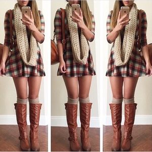 Plaid Flannel Fit & Flare Cross Back Dress