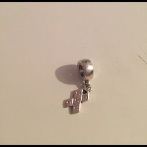 Silver pandora breast cancer charm