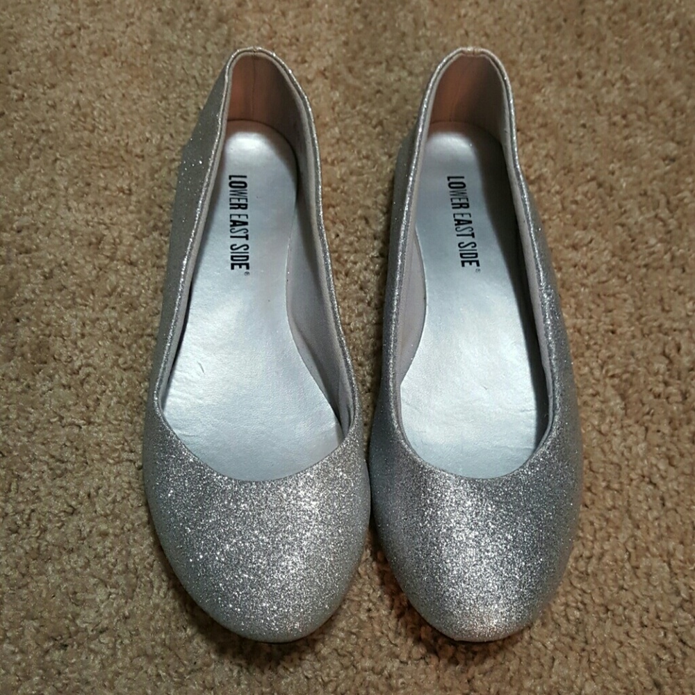 Silver glitter flats