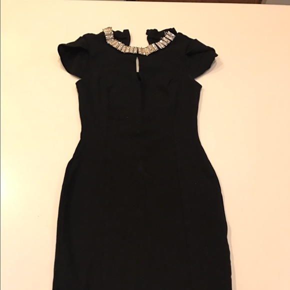 Embroidered Neckline Bodycon Dress - Picture 3 of 4