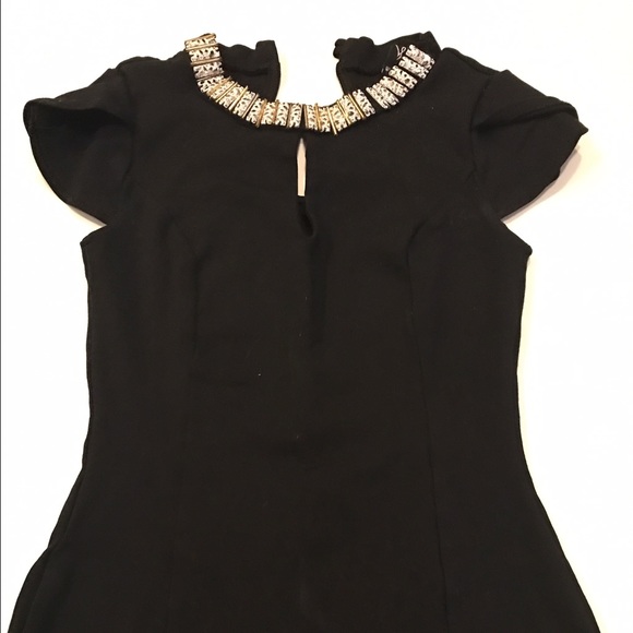 Embroidered Neckline Bodycon Dress - Picture 2 of 4
