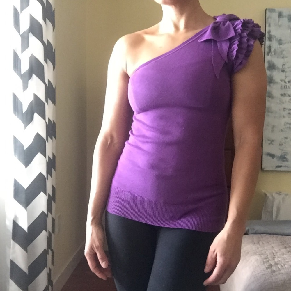 Armani Exchange Purple One Shoulder top SZ XS