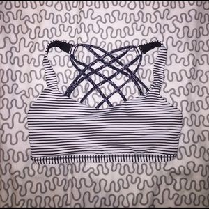 Black and white striped lululemon sports bra