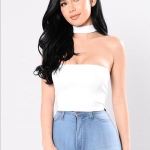 White choker crop top