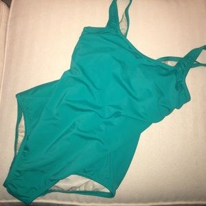 Lands' End one piece aqua swimsuit