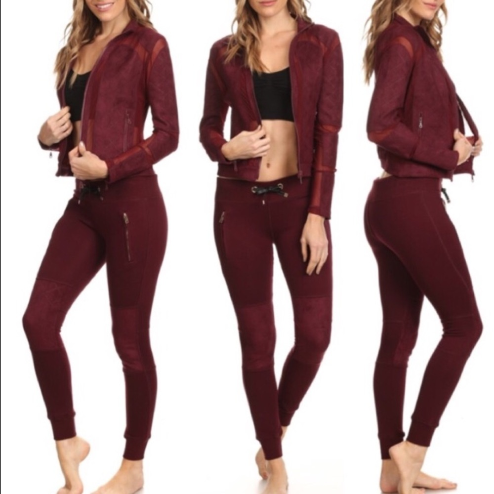LAST // Burgundy Quilted Motto Suede Pant
