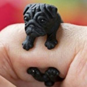 NWOT BLACK PUG RING