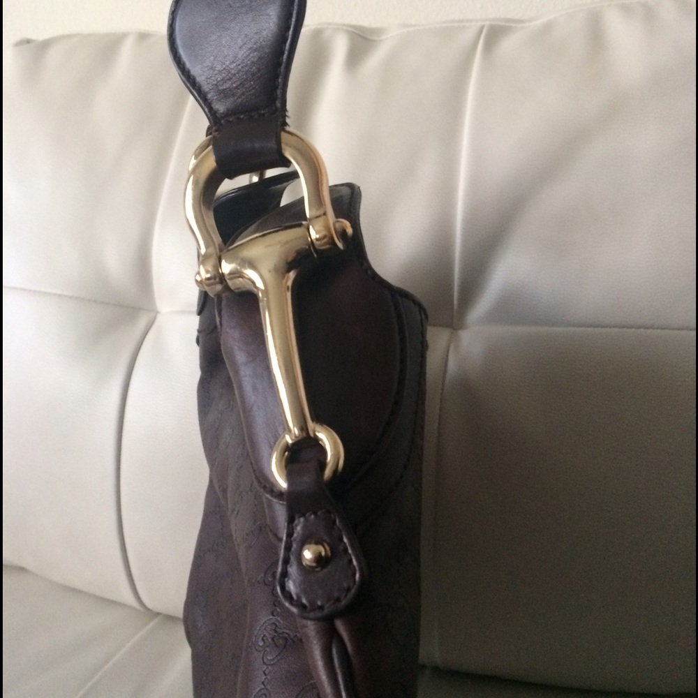 $900 guccissima leather hobo chocolate - Picture 4 of 8