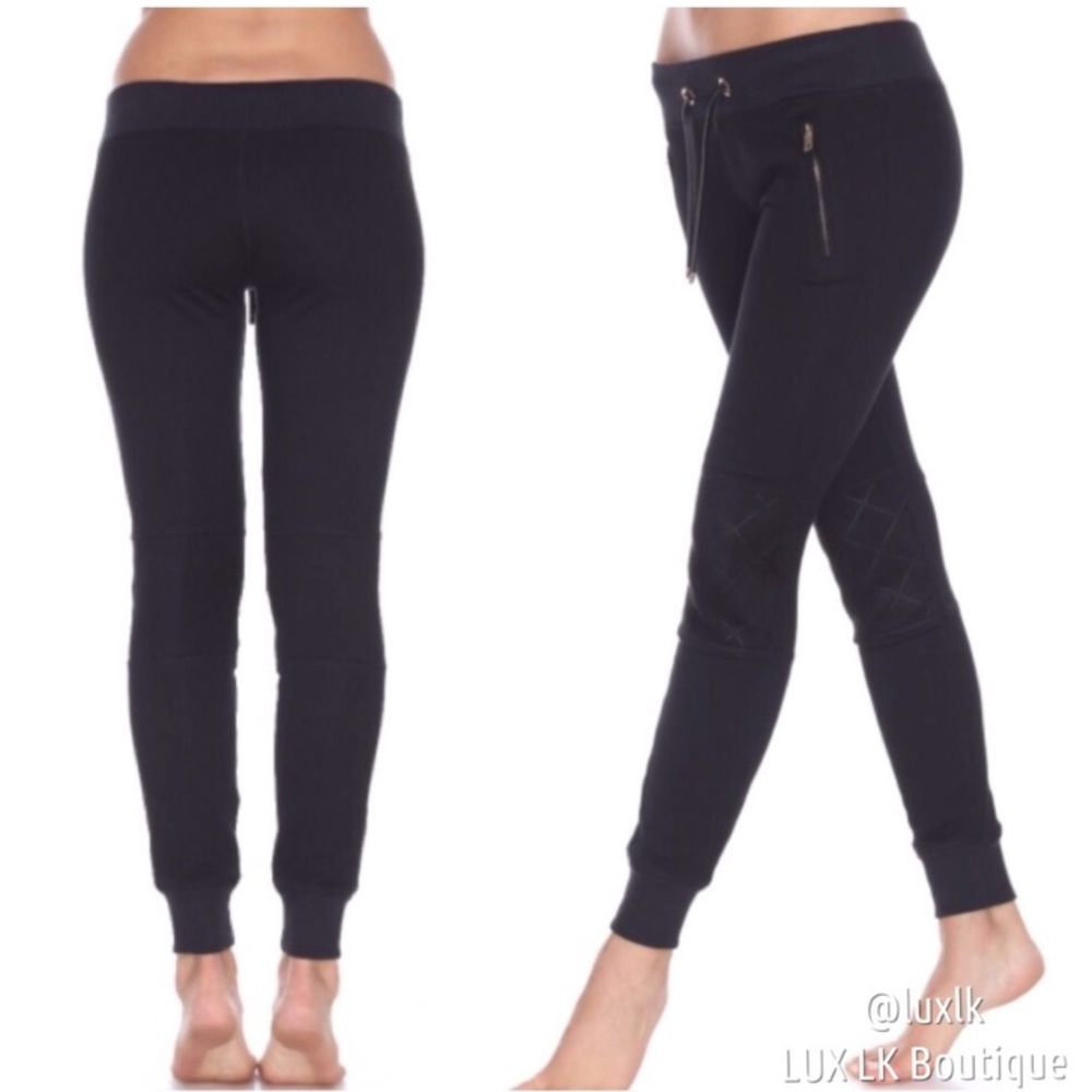 LAST // Black Quilted Motto Suede Pant