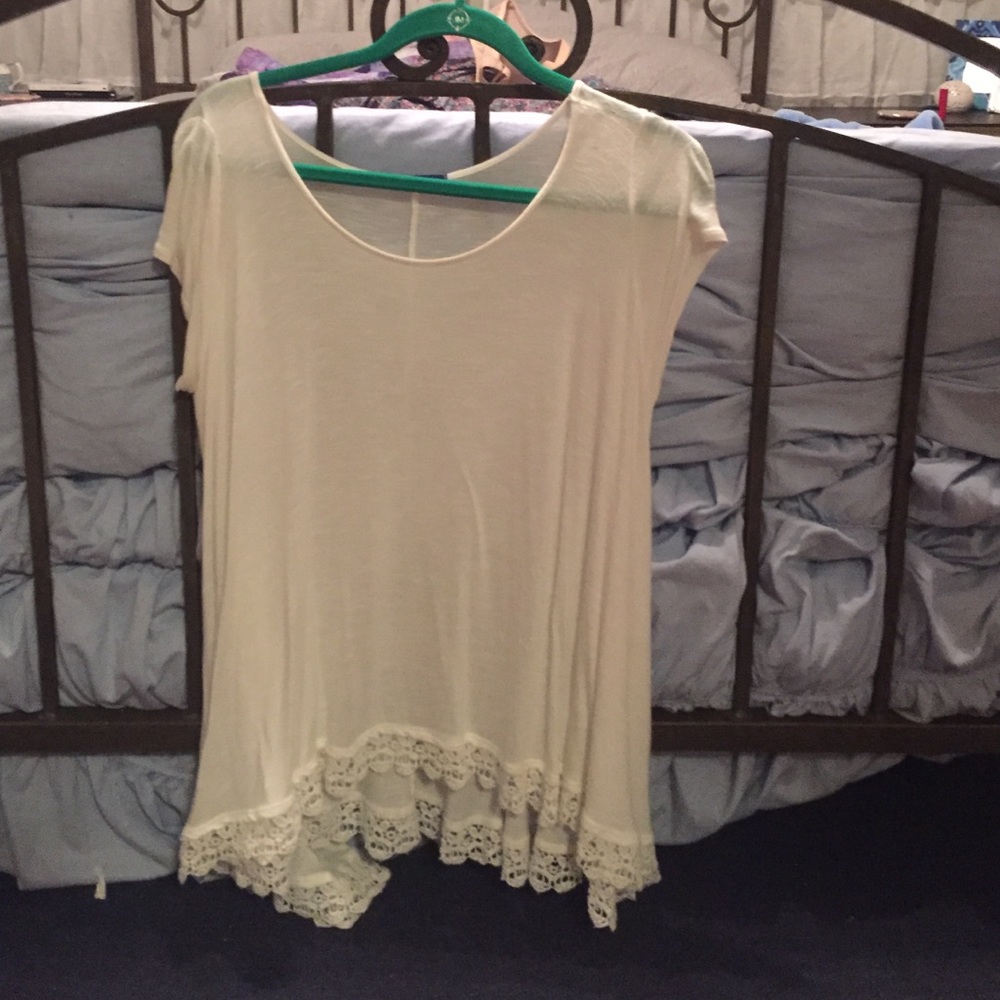 White high low lace top!