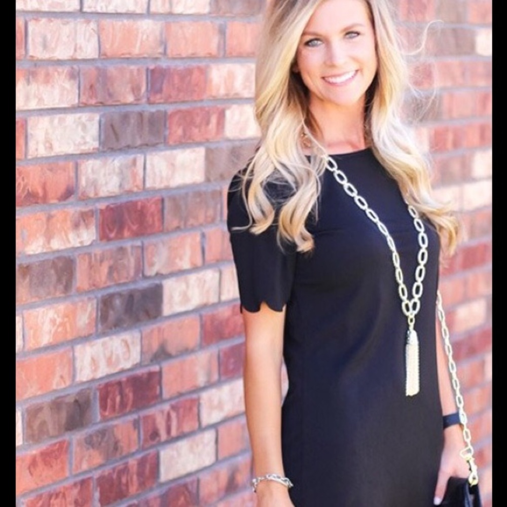Flirty Black Scallop Dress