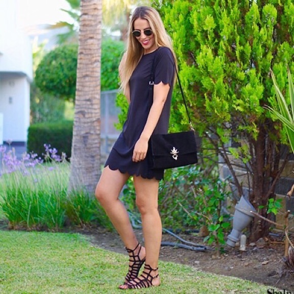 Flirty Black Scallop Dress - Picture 2 of 8