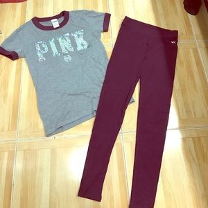 BRAND NEW VS PINK BLING TEE AND LEGGINGS XS