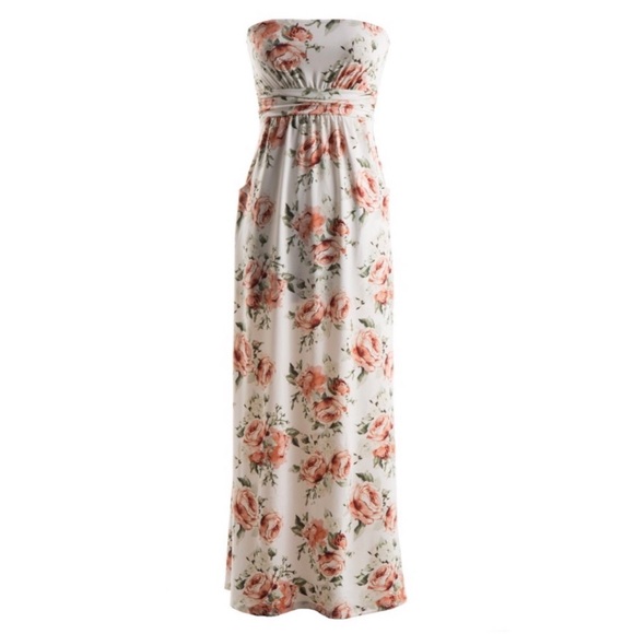 Floral Maxi strapless long Dress - Picture 2 of 8