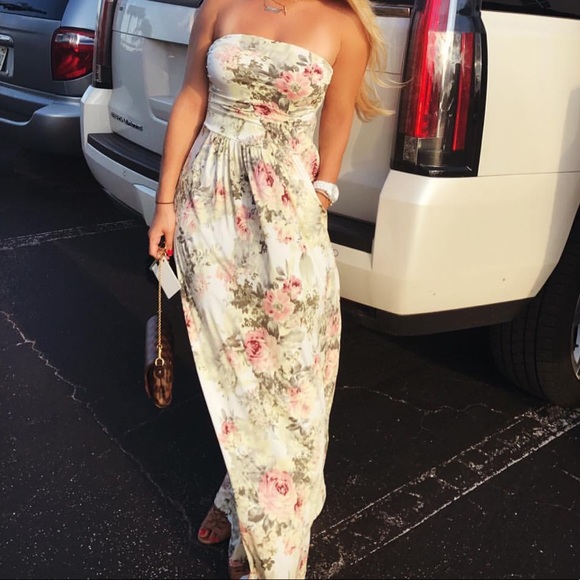 Floral Maxi strapless long Dress - Picture 5 of 8