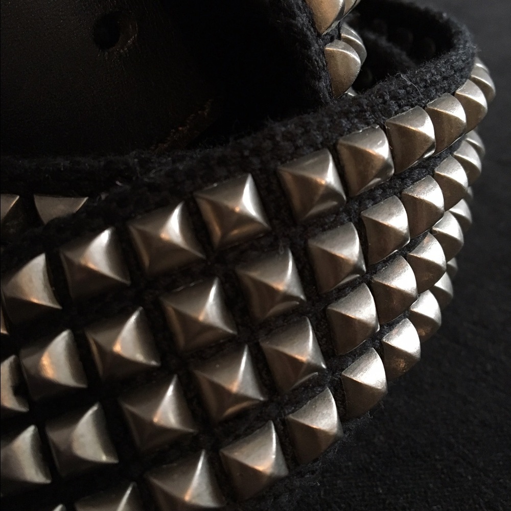American Eagle Black leather & steel studded belt.