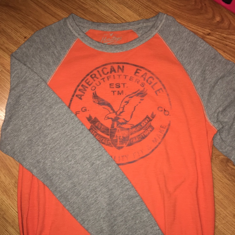 Long Sleeve Orange Baseball Tee