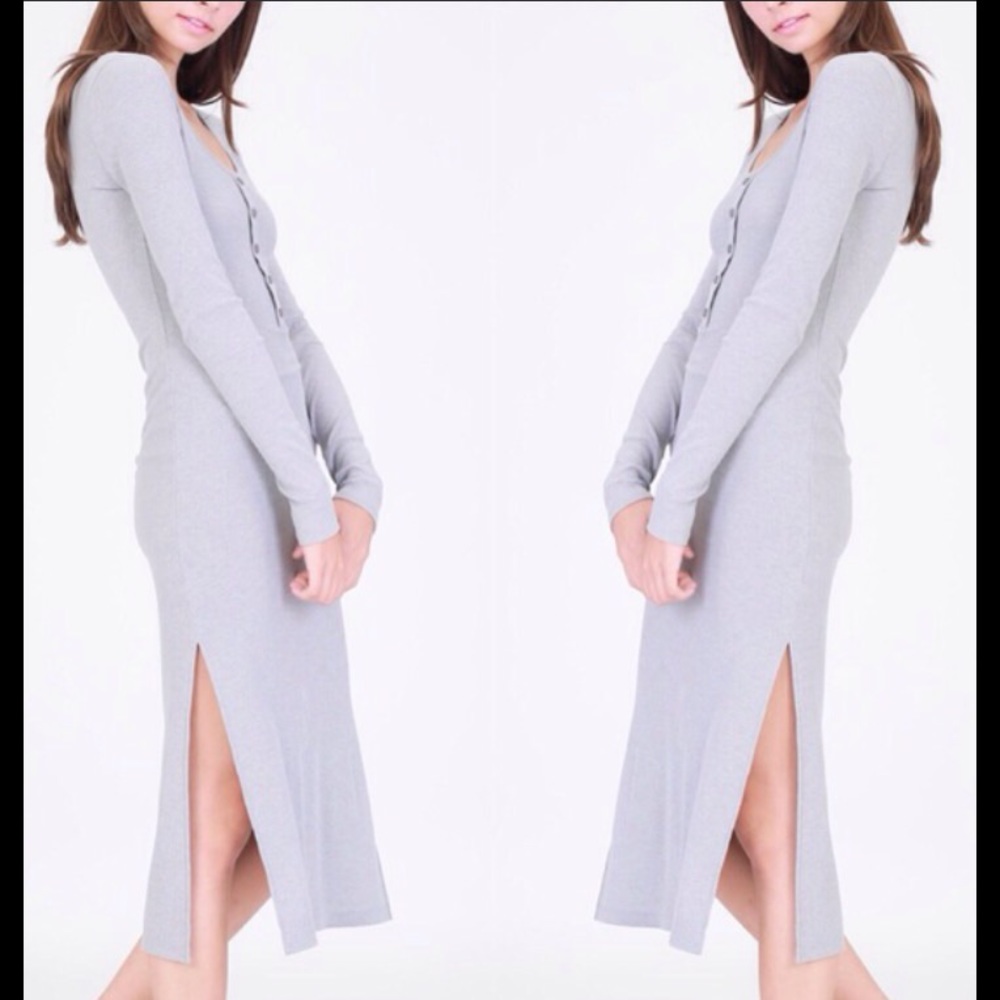 Side slit ribbed dress