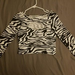 Charlotte Russe Zebra Print Keyhole Neck Crop Top
