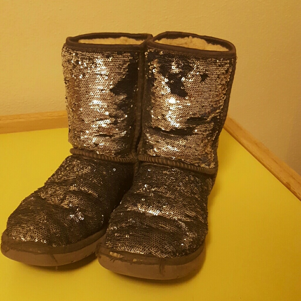 Blue and silver sparkle uggs