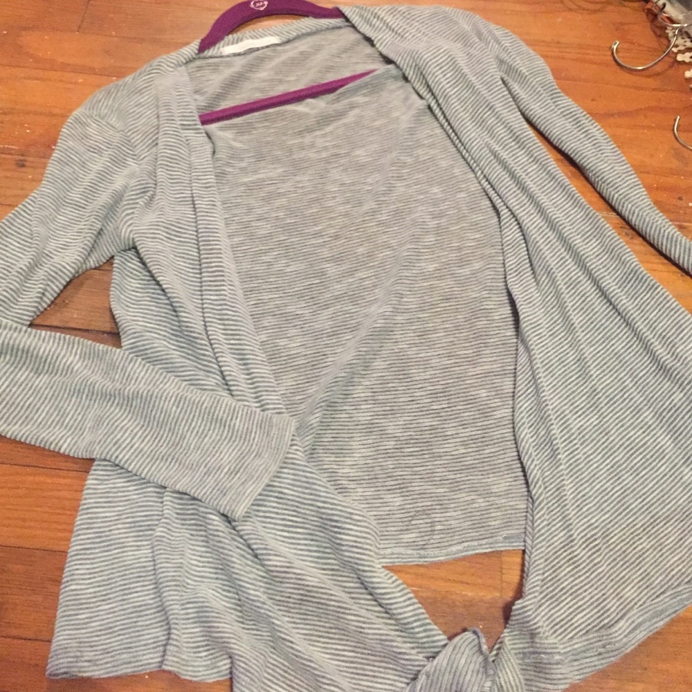Blue/gray and white striped cardigan!
