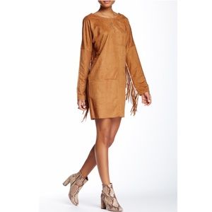 Long sleeve fringe mini